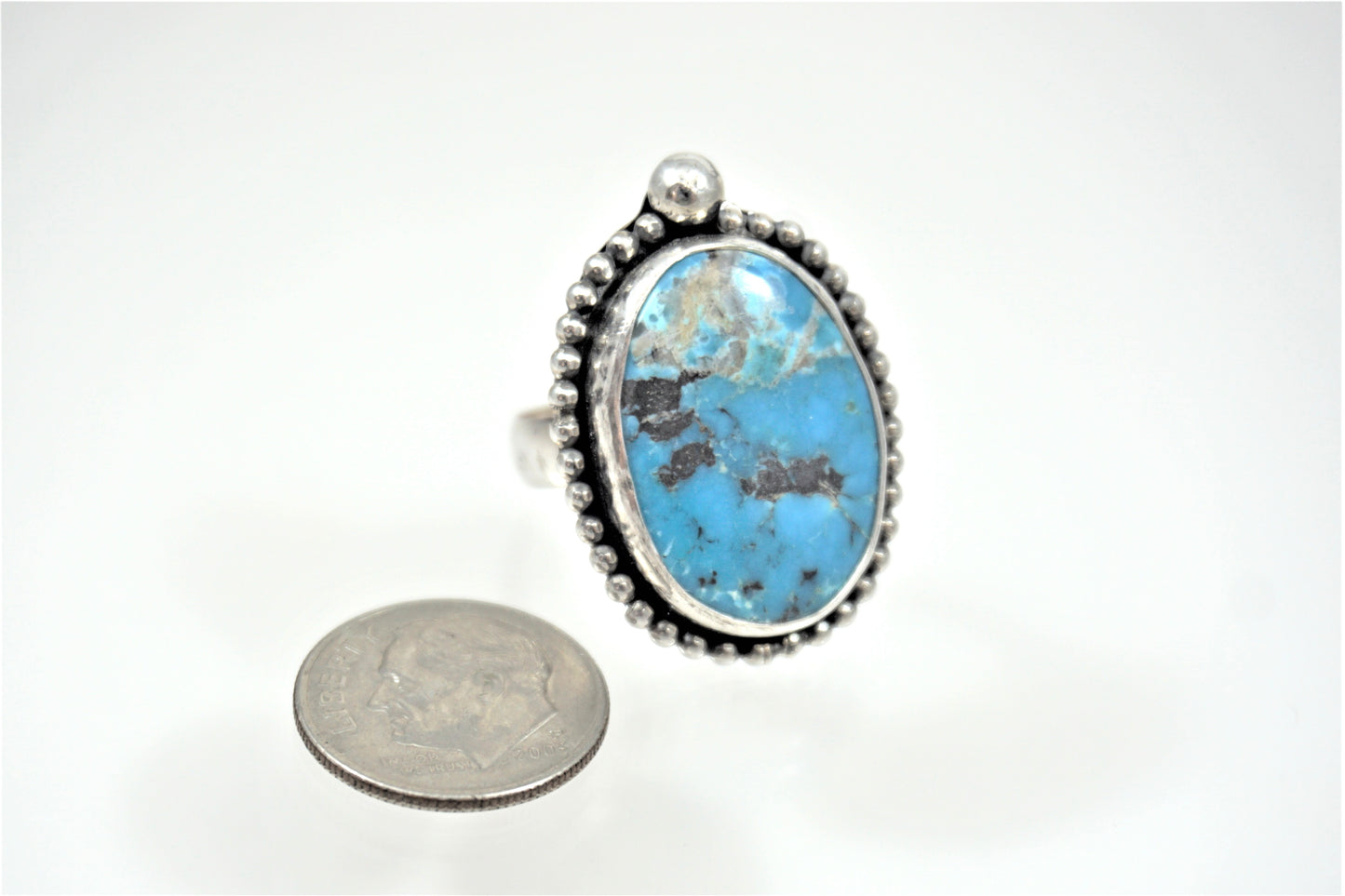 Classic Blue Turquoise Ring, Southwest Style Bohemian Turquoise Statement Ring