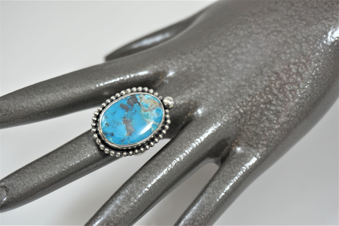Classic Blue Turquoise Ring, Southwest Style Bohemian Turquoise Statement Ring