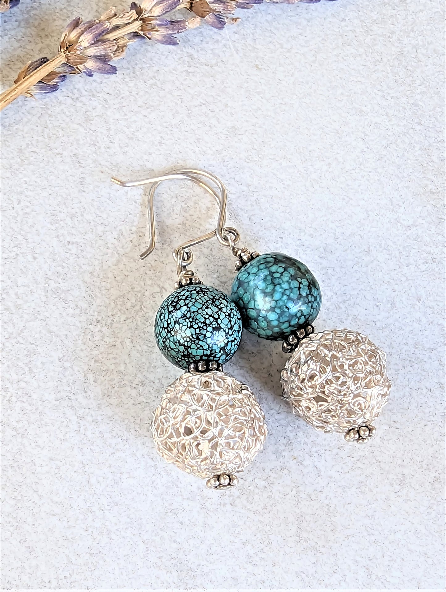 Turquoise and Silver Dangle Earrings