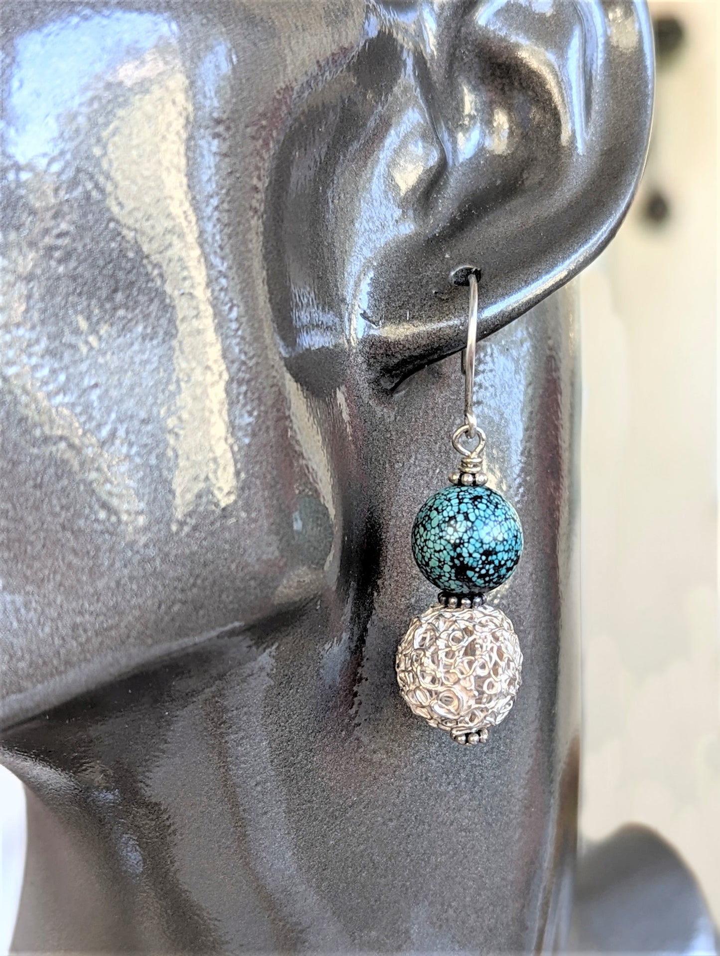 Turquoise and Silver Dangle Earrings