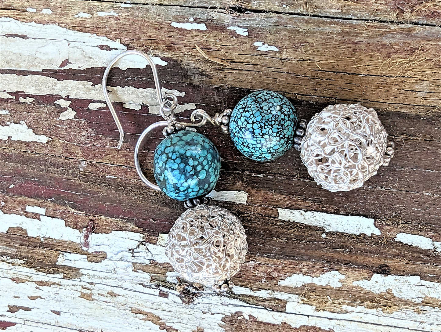 Turquoise and Silver Dangle Earrings