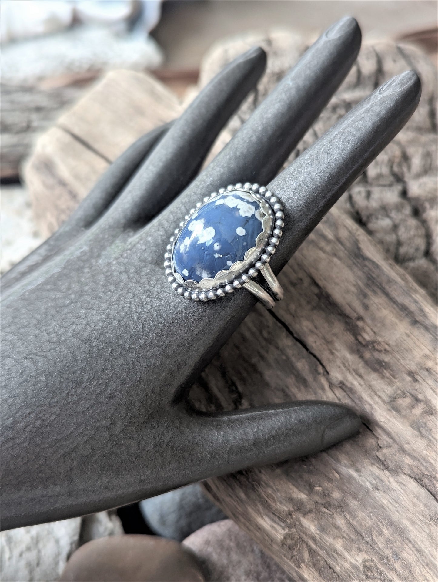 Leland Blue and Silver Ring, Unique Bohemian Artisan Statement Ring