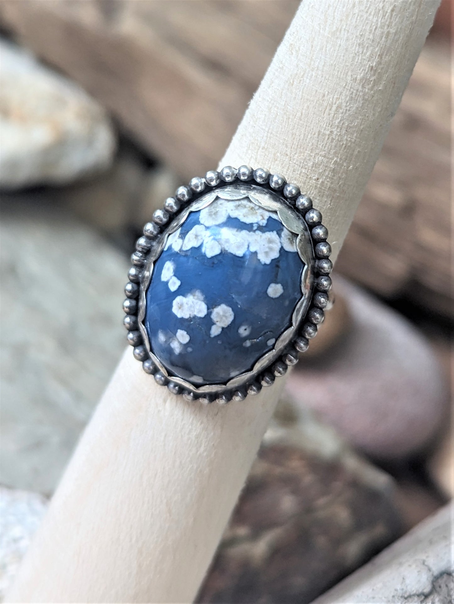 Leland Blue and Silver Ring, Unique Bohemian Artisan Statement Ring