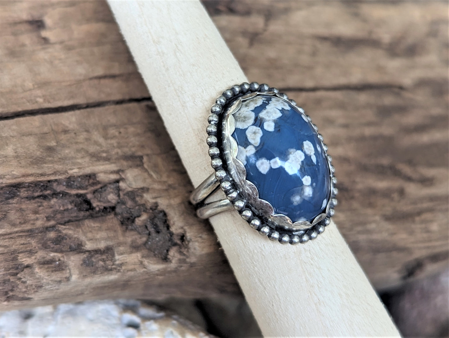 Leland Blue and Silver Ring, Unique Bohemian Artisan Statement Ring
