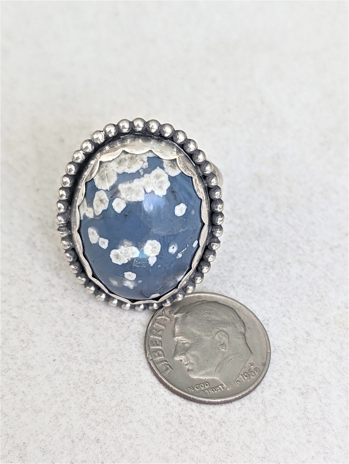 Leland Blue and Silver Ring, Unique Bohemian Artisan Statement Ring