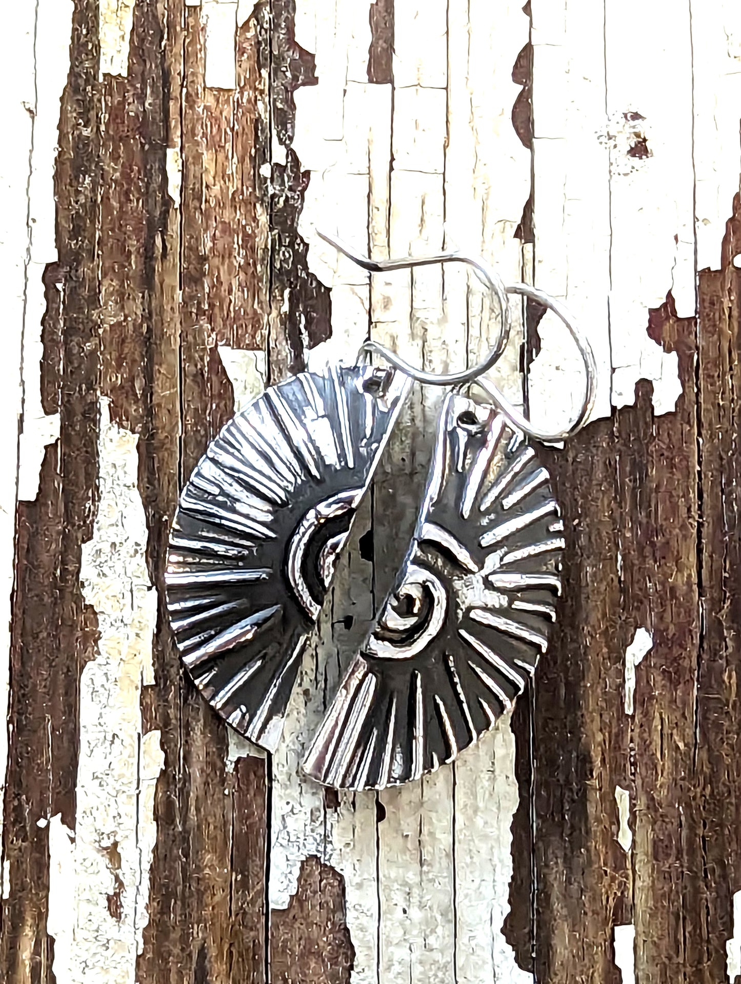 Silver Half-Circle Swirl Dangle Earrings, Eco-Friendly Artisan Bohemian Jewelry