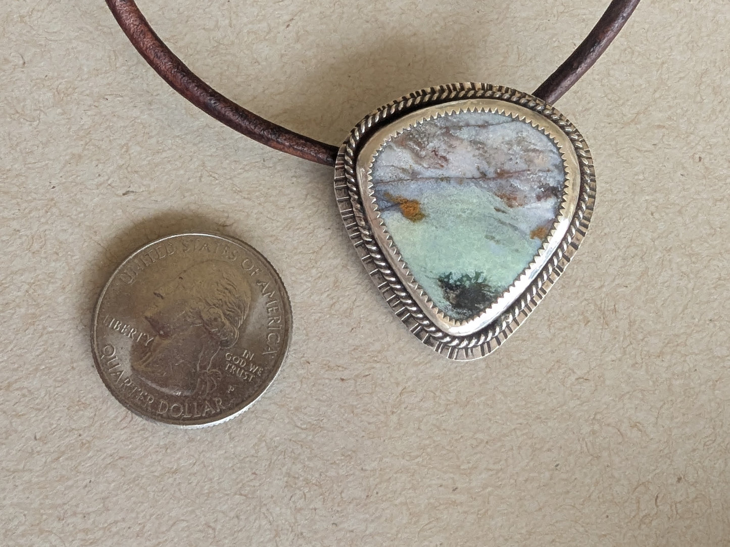 Blue Opalized Petrified Wood in Sterling Silver Pendant Necklace