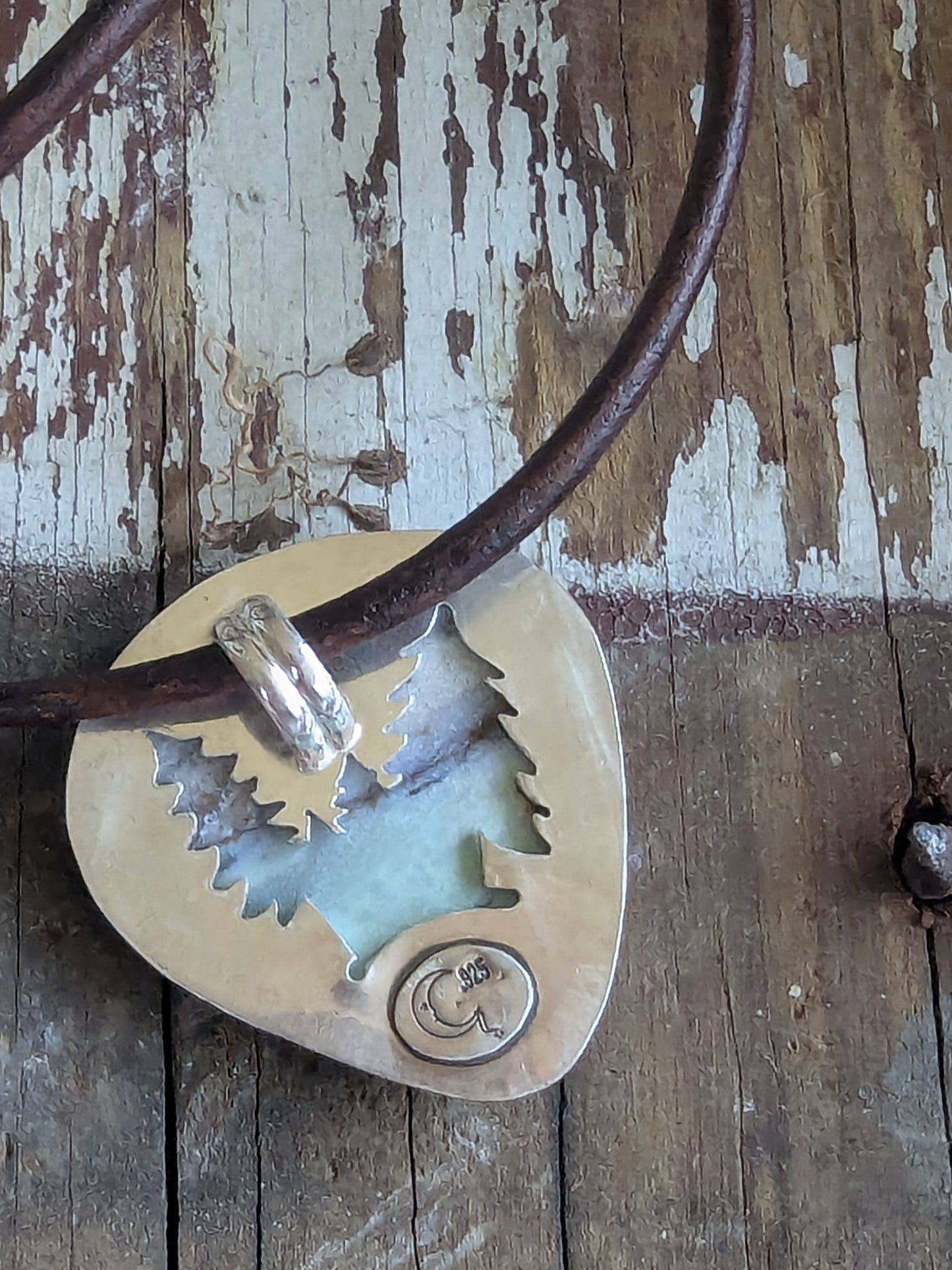 Blue Opalized Petrified Wood in Sterling Silver Pendant Necklace