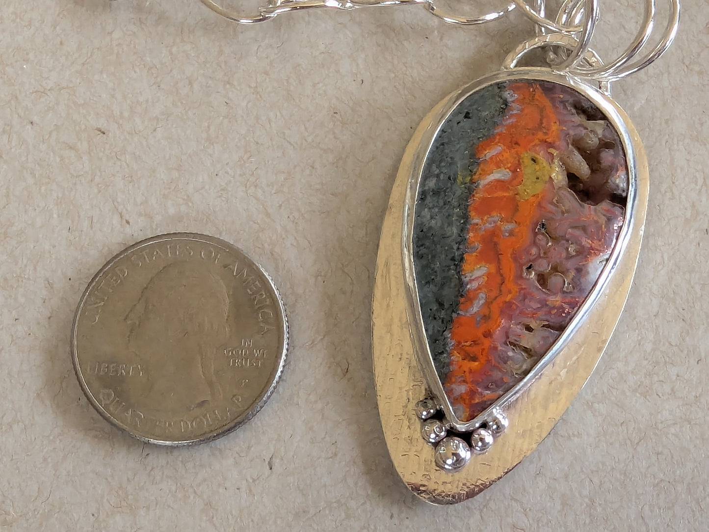 Colorful Magma Agate in Sterling Silver Lariat Style Necklace