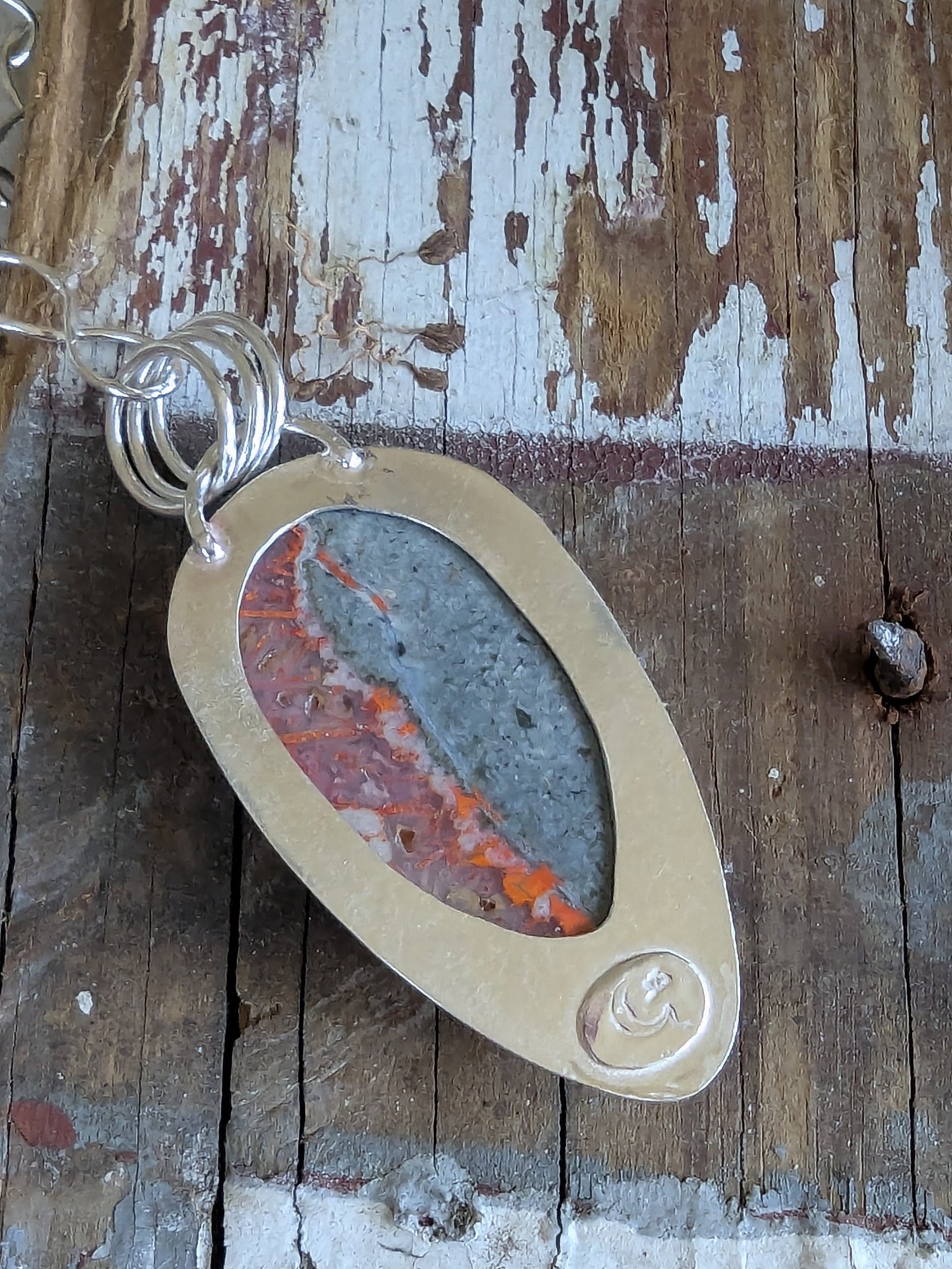 Colorful Magma Agate in Sterling Silver Lariat Style Necklace
