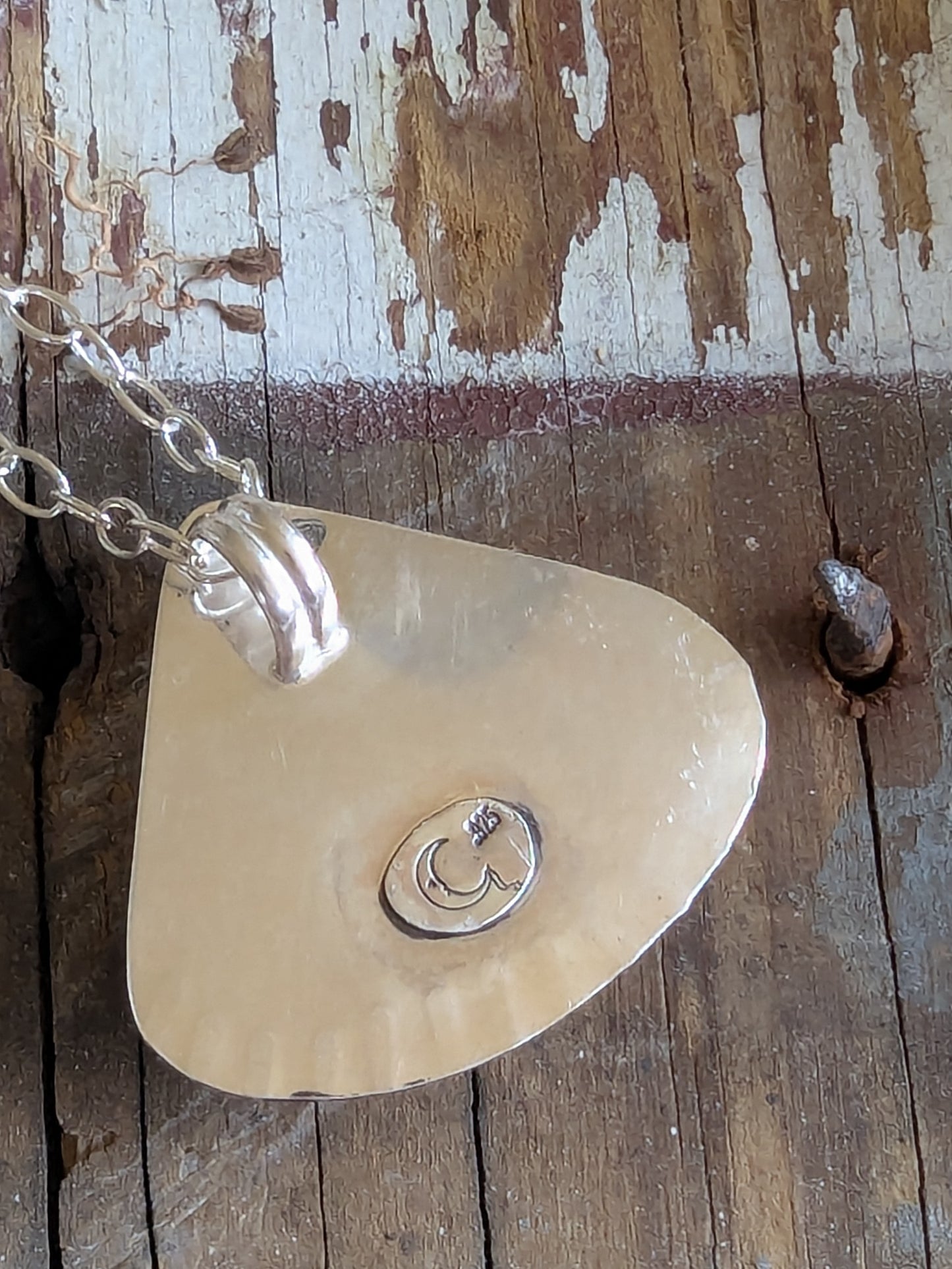 Shimmering Blue Abalone in Sterling Siver Pendant Neckace