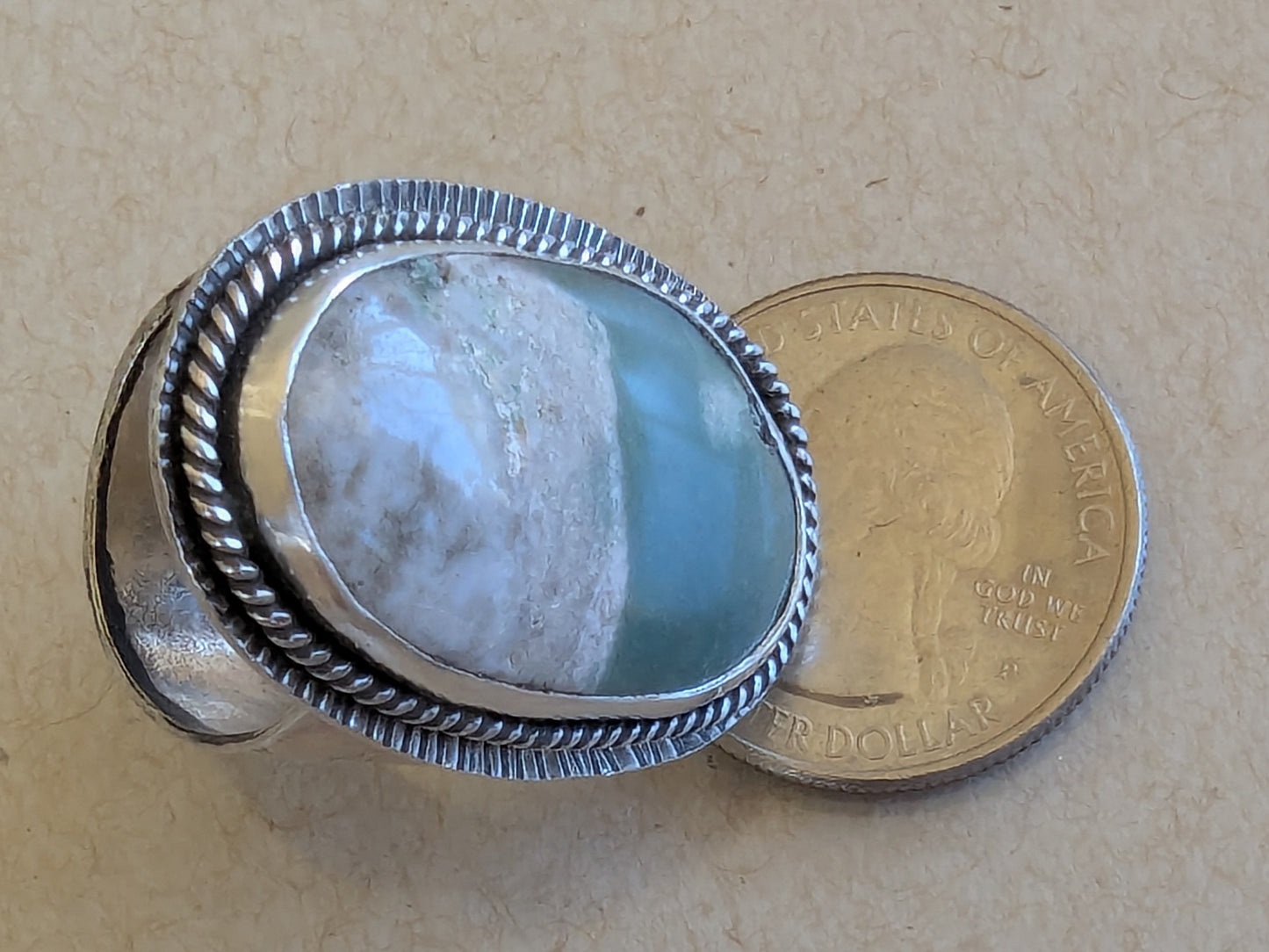 Chunky Variscite in Sterling Silver Ring