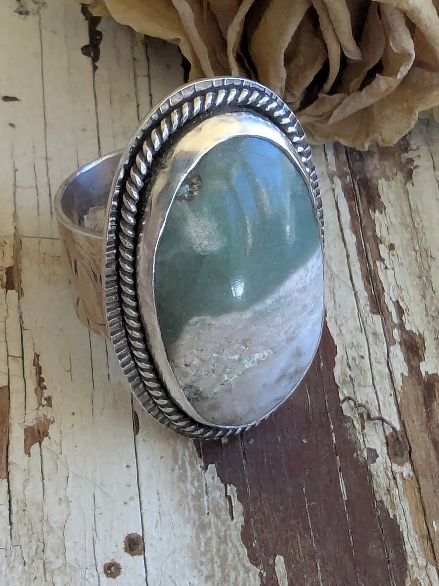 Chunky Variscite in Sterling Silver Ring