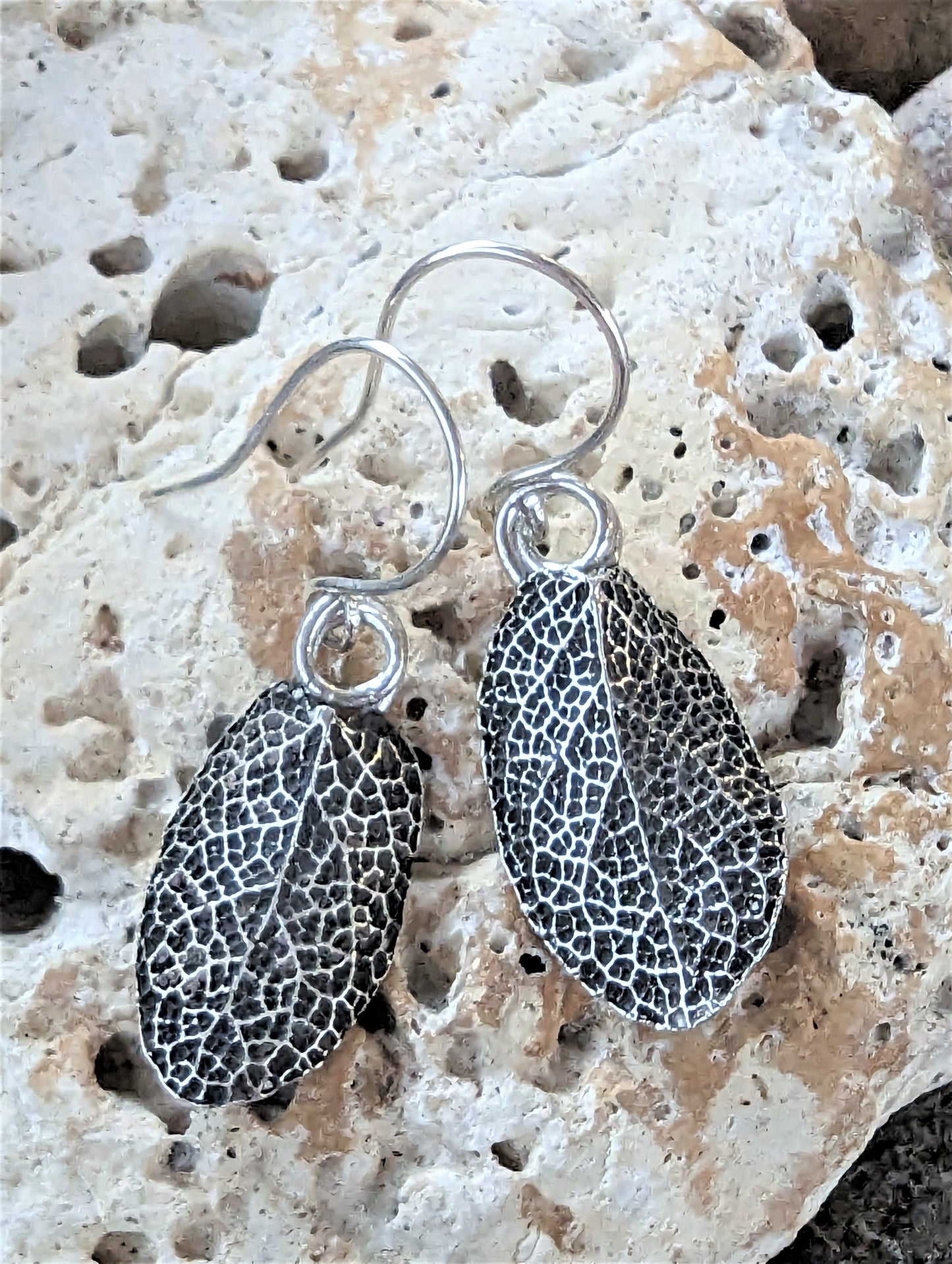 Silver Sage Leaf Earrings, Botanical Eco-Friendly Earrings, Artisan Boho Rustic Nature Inspired Jewelry