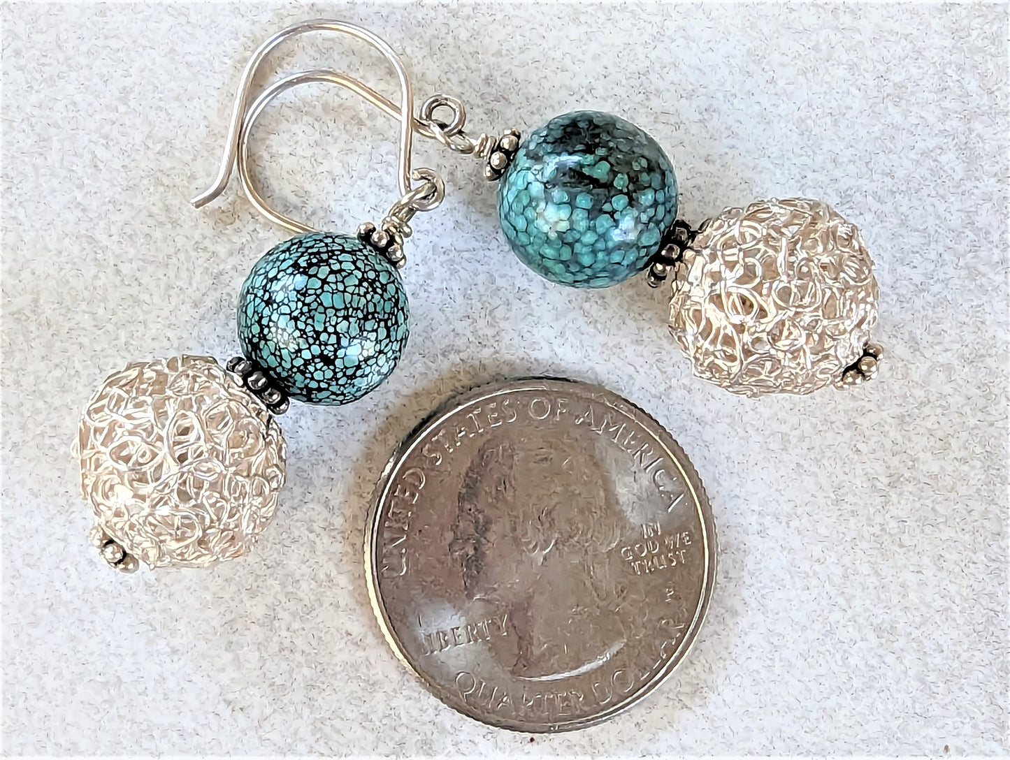 Turquoise and Silver Dangle Earrings