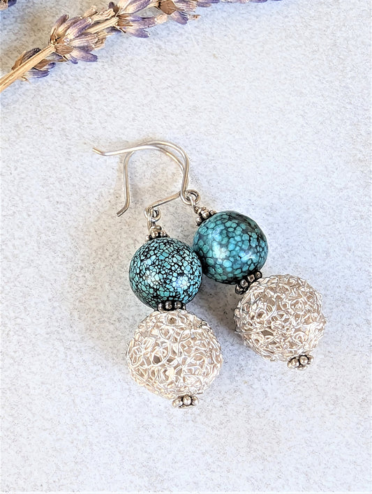 Turquoise and Silver Dangle Earrings