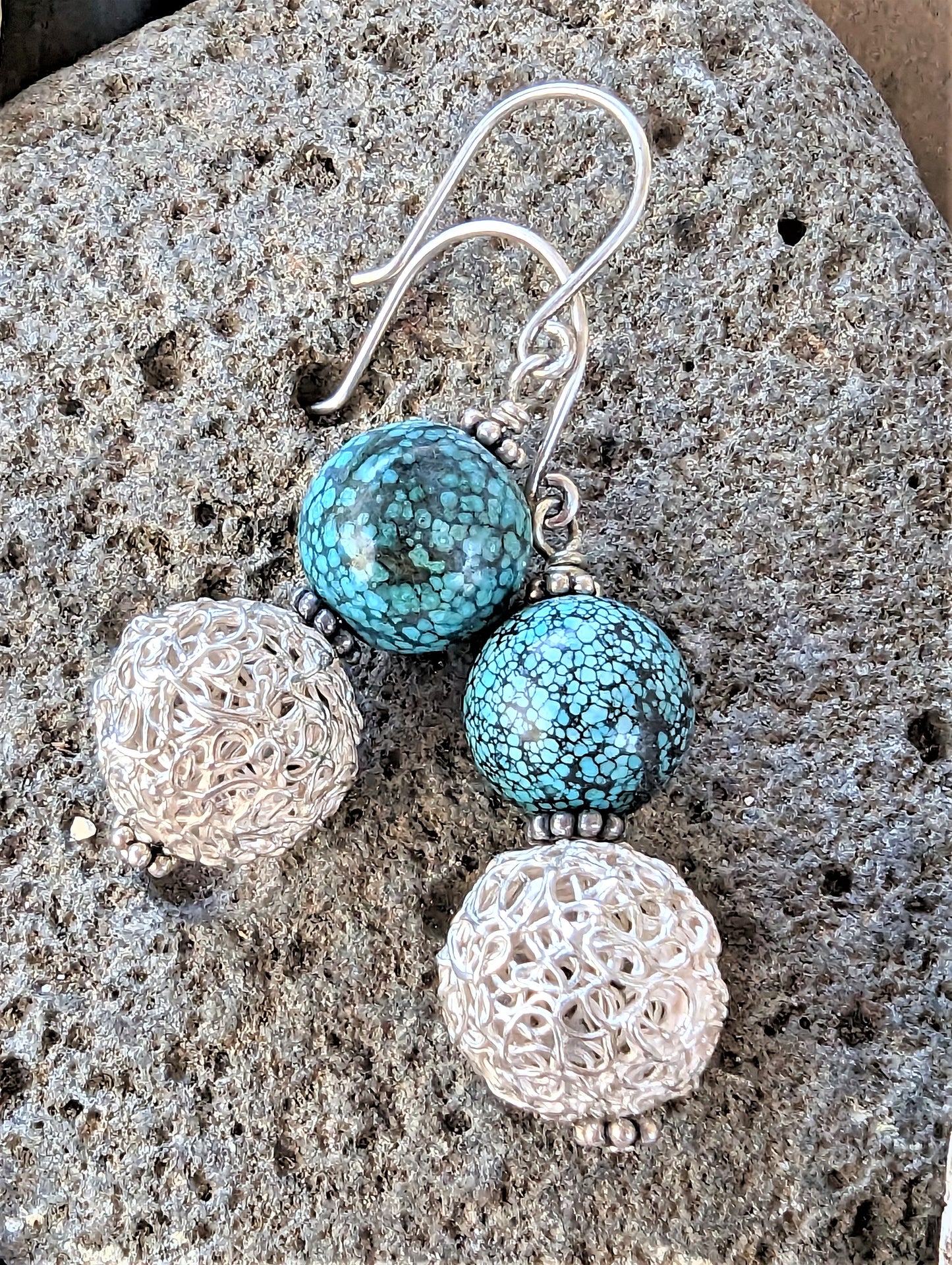 Turquoise and Silver Dangle Earrings
