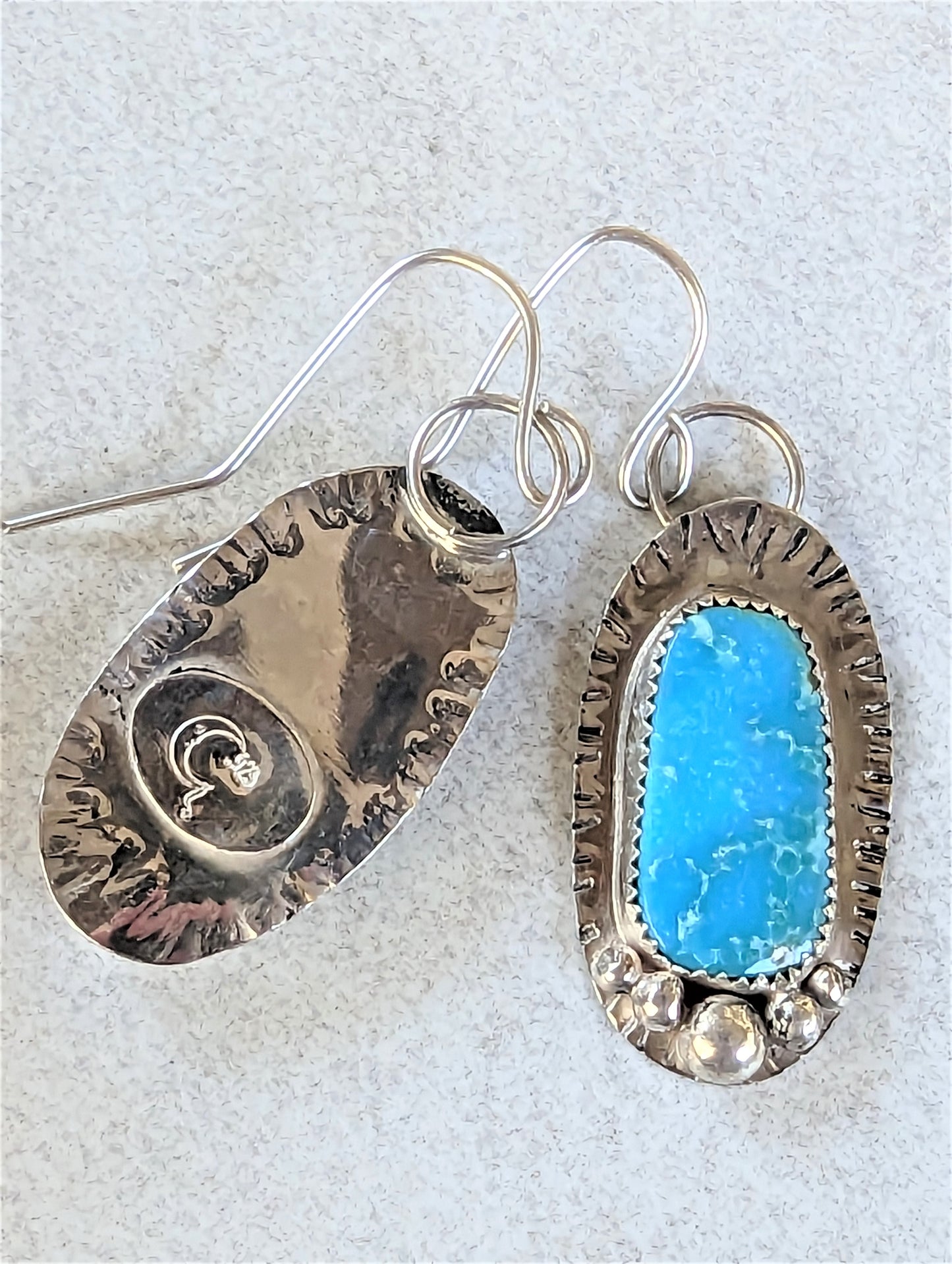 Sky Blue Turquoise and Silver Dangle Earrings