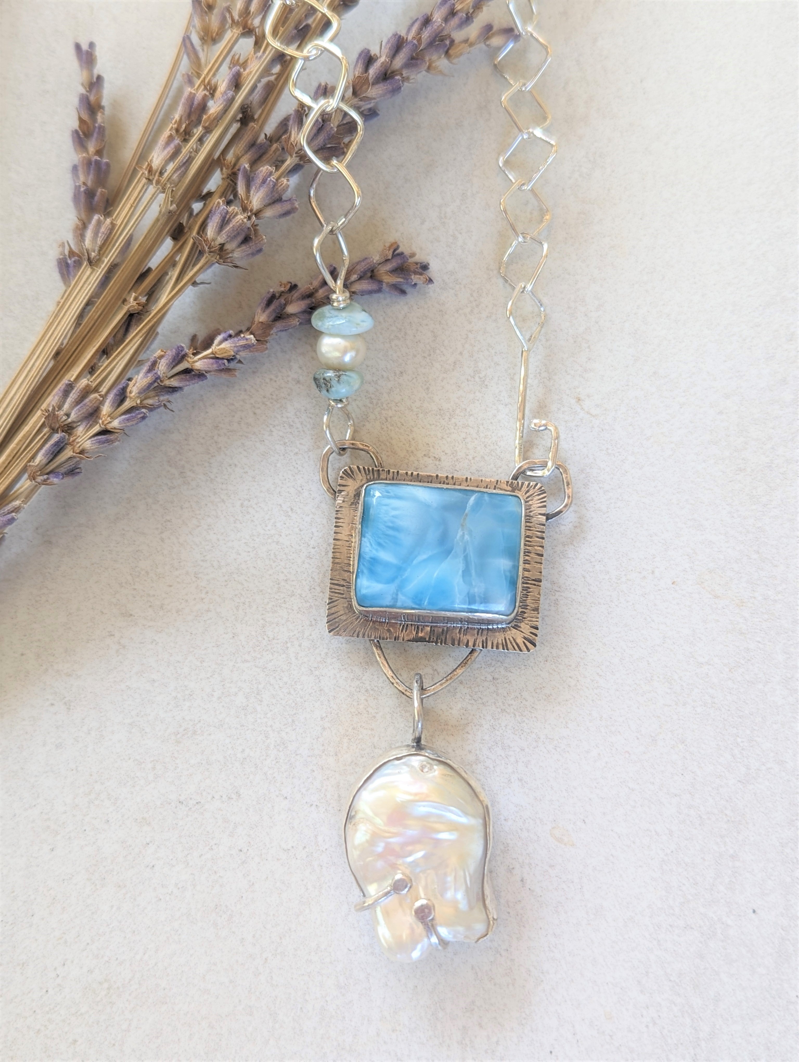 Larimar Pendant Necklace Sterling Silver Handcrafted hotsell Artisan Jewelry