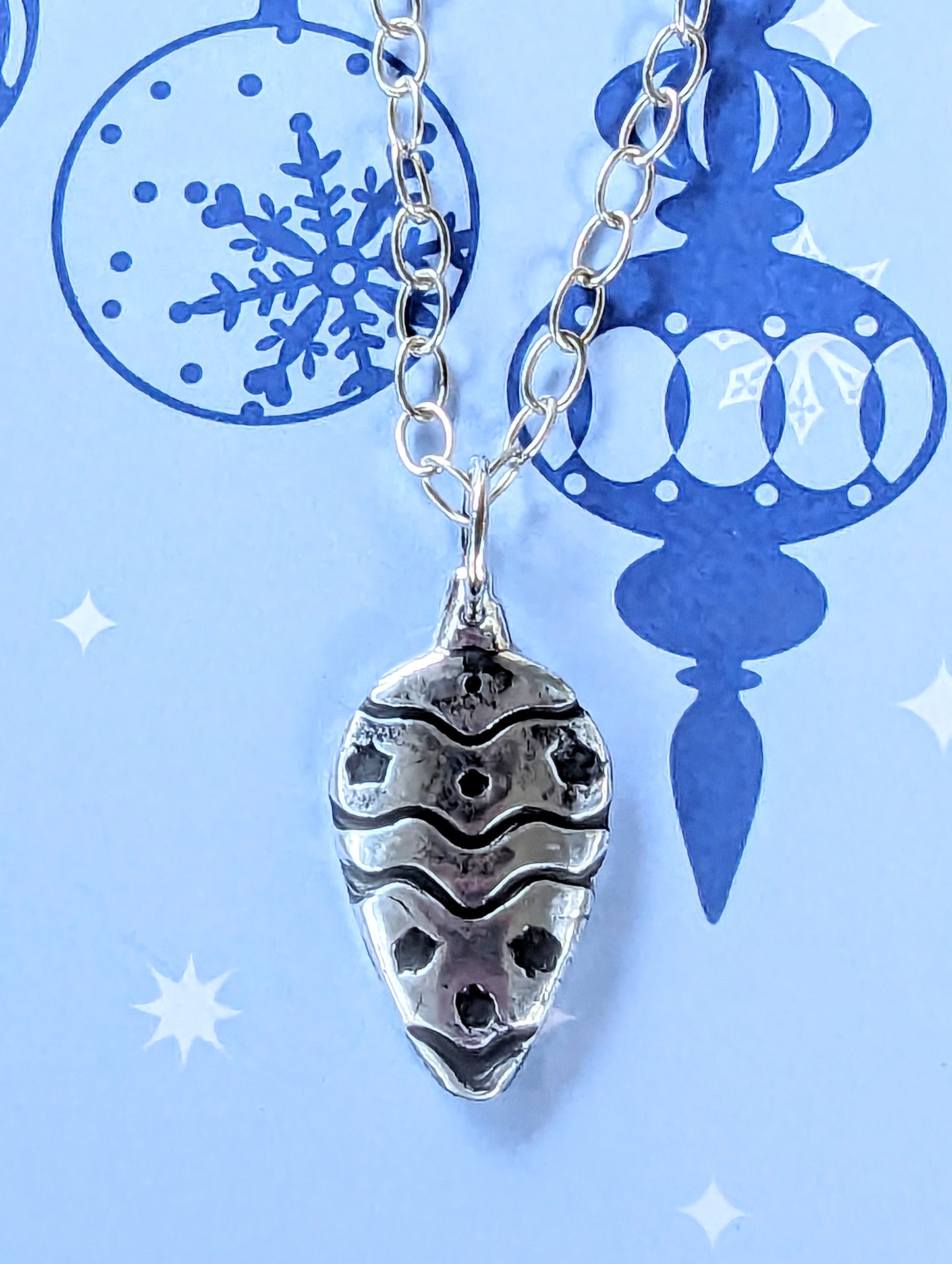 Silver Christmas Ornament Pendant Necklace