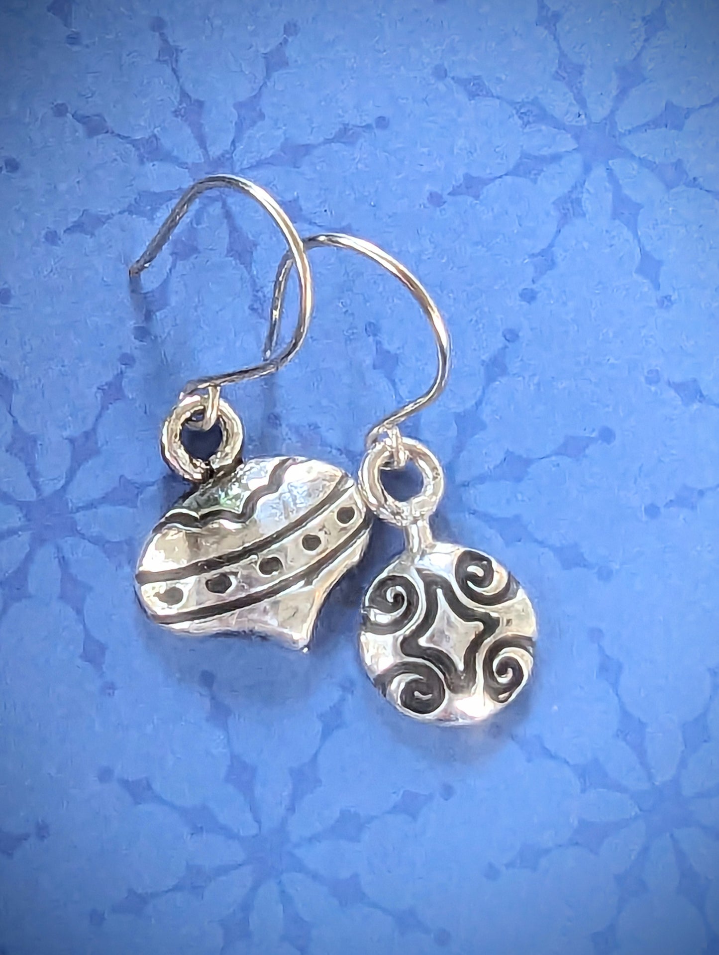 Tiny Silver Christmas Ornament Earrings