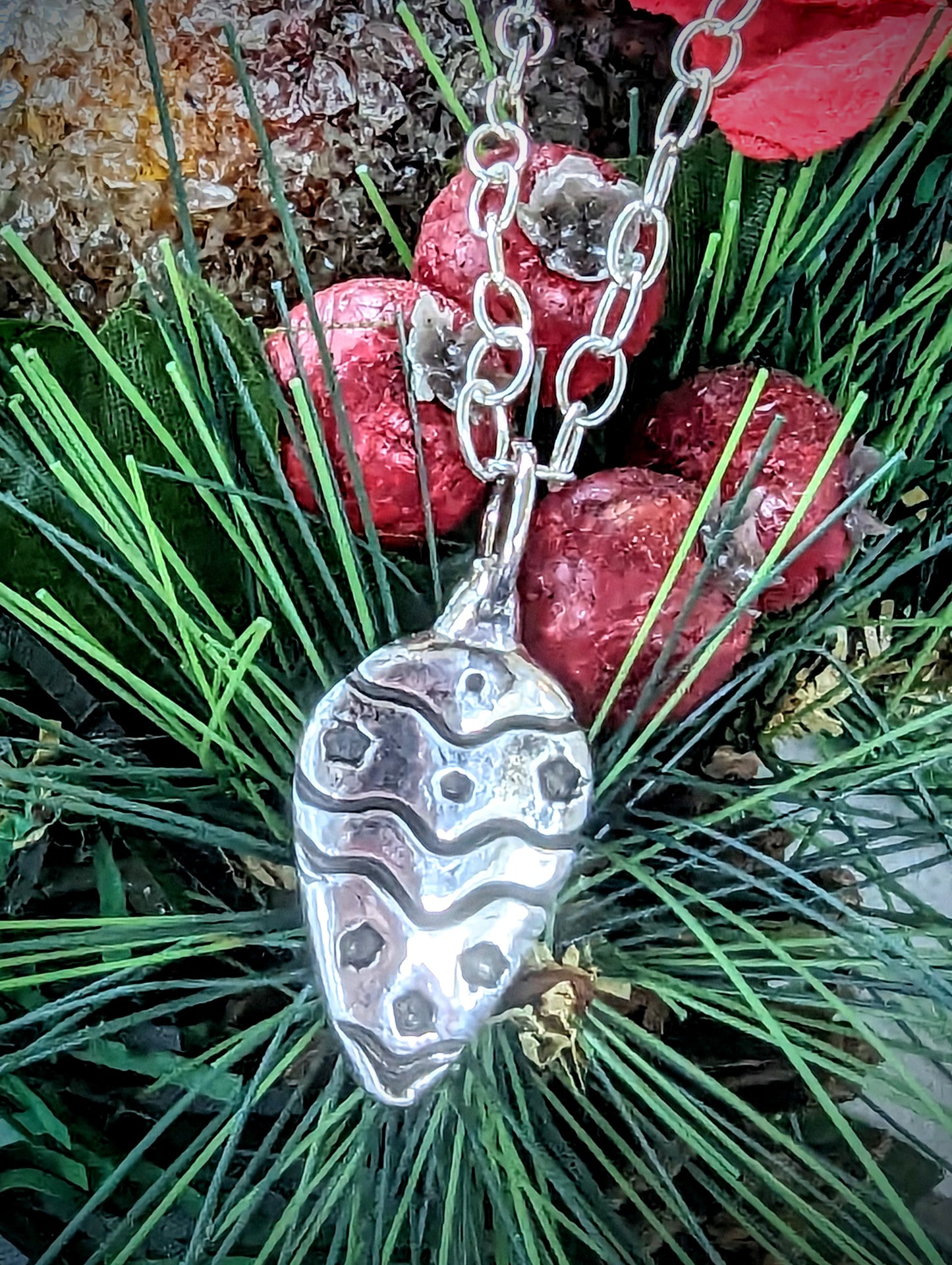 Silver Christmas Ornament Pendant Necklace