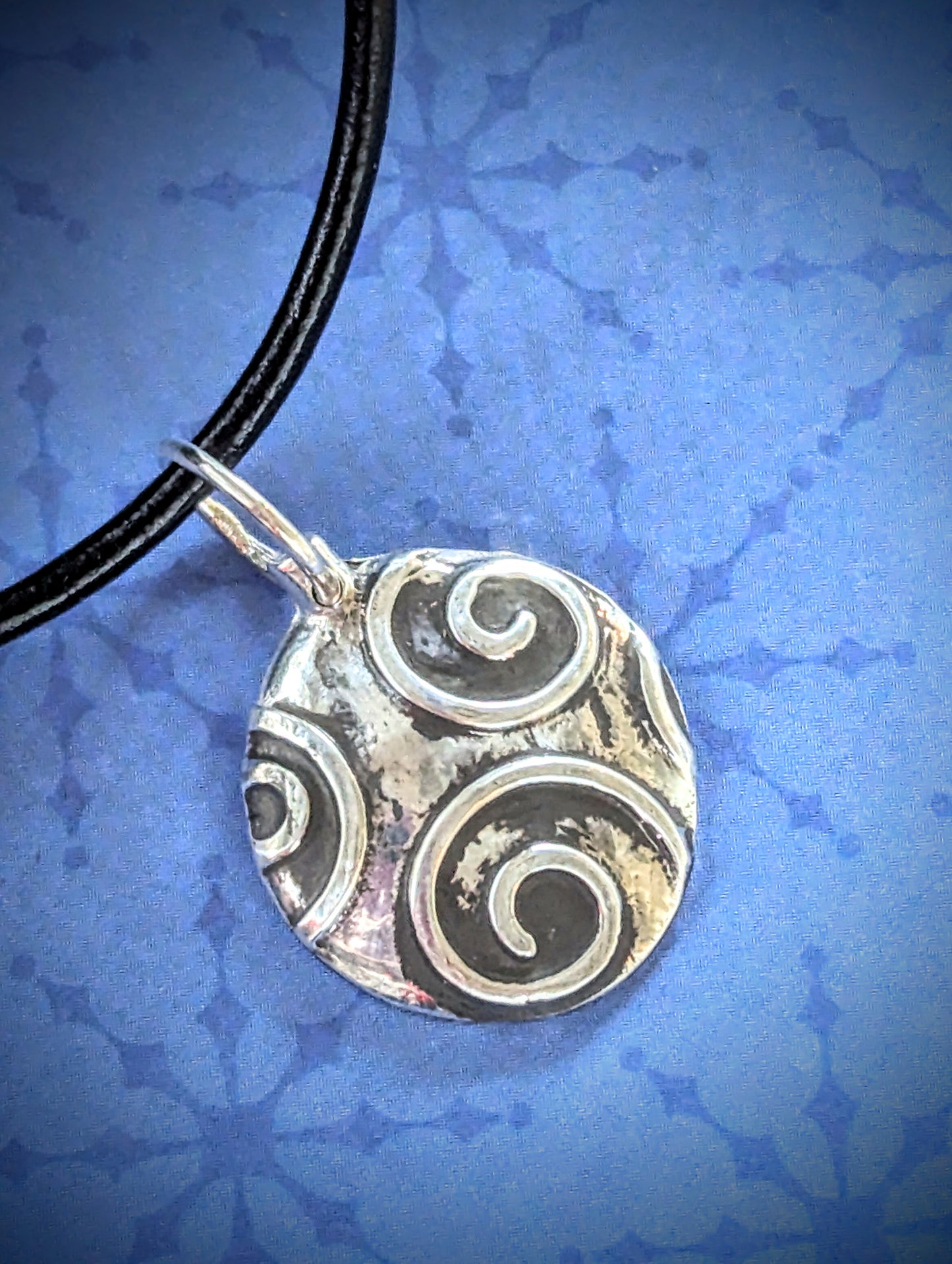 Silver Christmas Ornament Pendant on Leather Necklace