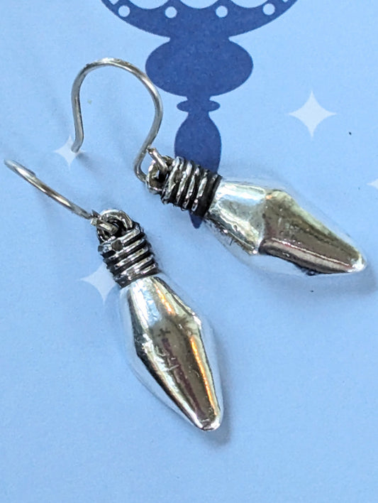 Holiday Earrings, Silver Christmas Light Earrings