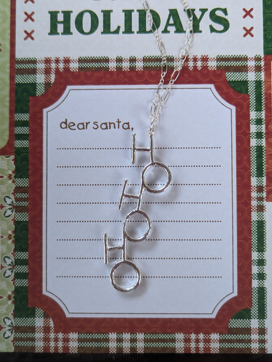 Silver Holiday Ho-Ho-Ho Pendant Necklace