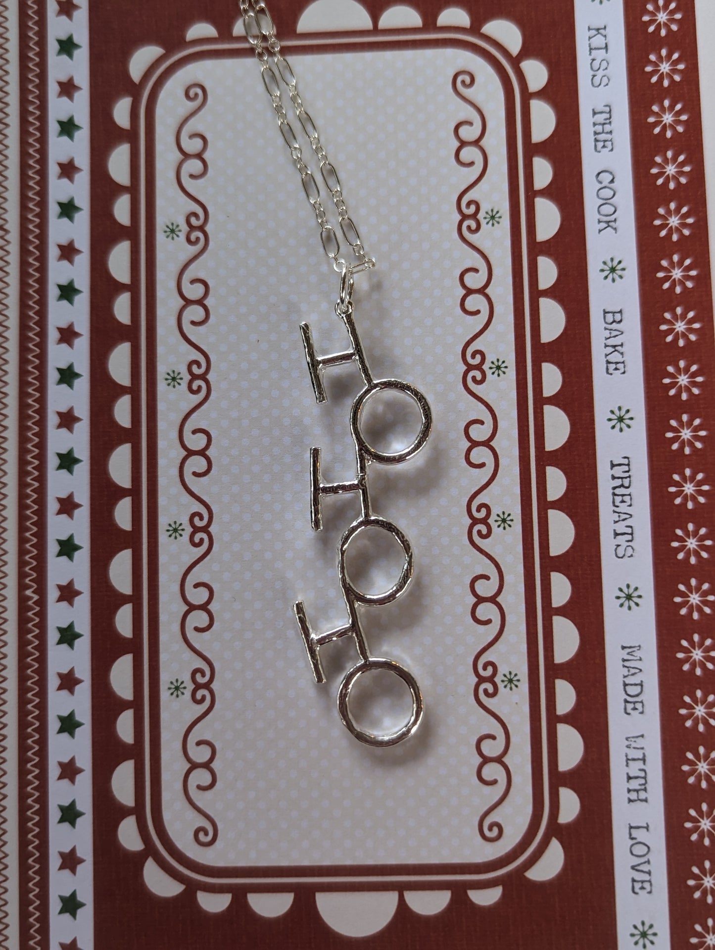 Silver Holiday Ho-Ho-Ho Pendant Necklace