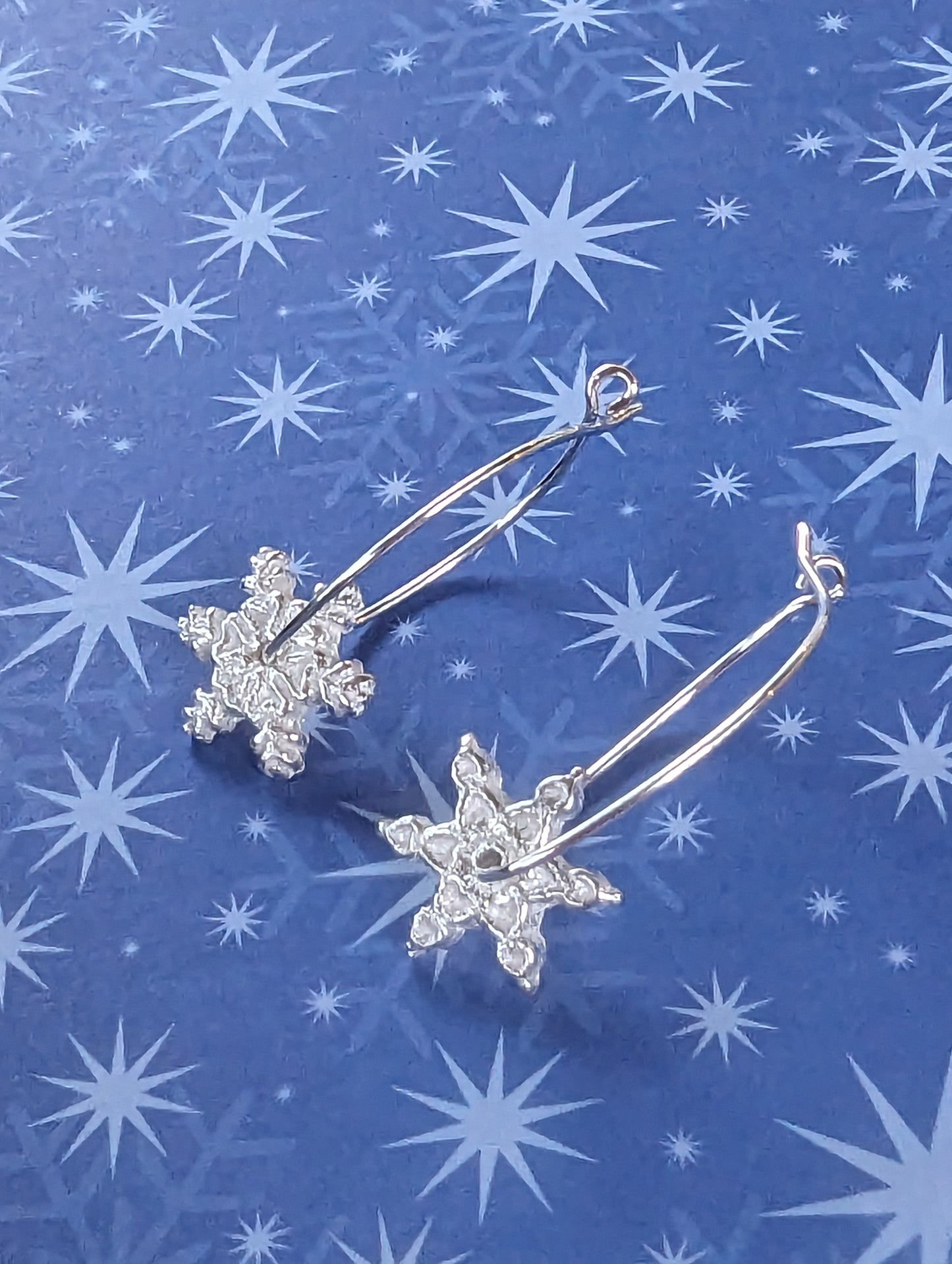 Silver Spinner Snowflake Dangle Earrings