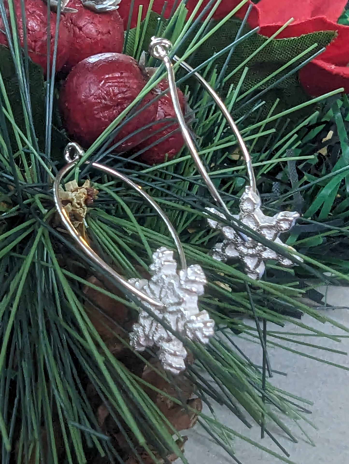 Silver Spinner Snowflake Dangle Earrings