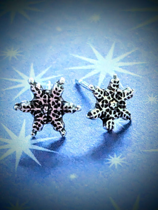 Tiny Silver Snowflake Stud Earrings