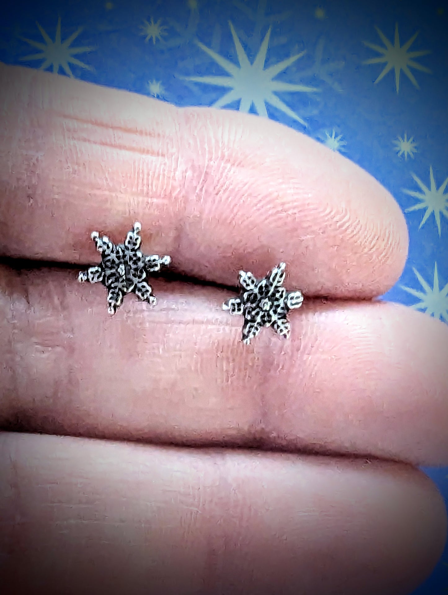 Tiny Silver Snowflake Stud Earrings