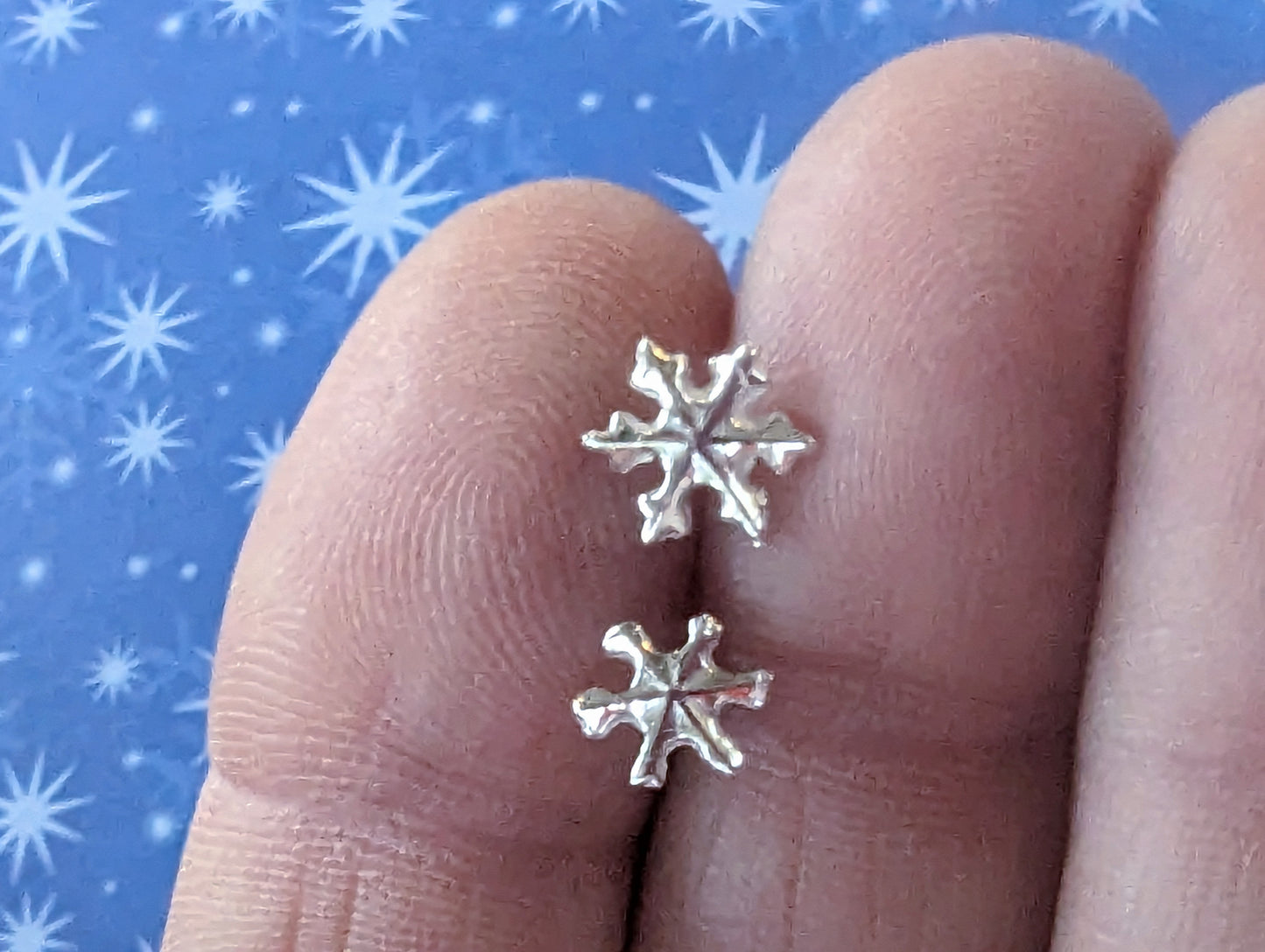 Tiny Silver Snowflake Stud Earrings