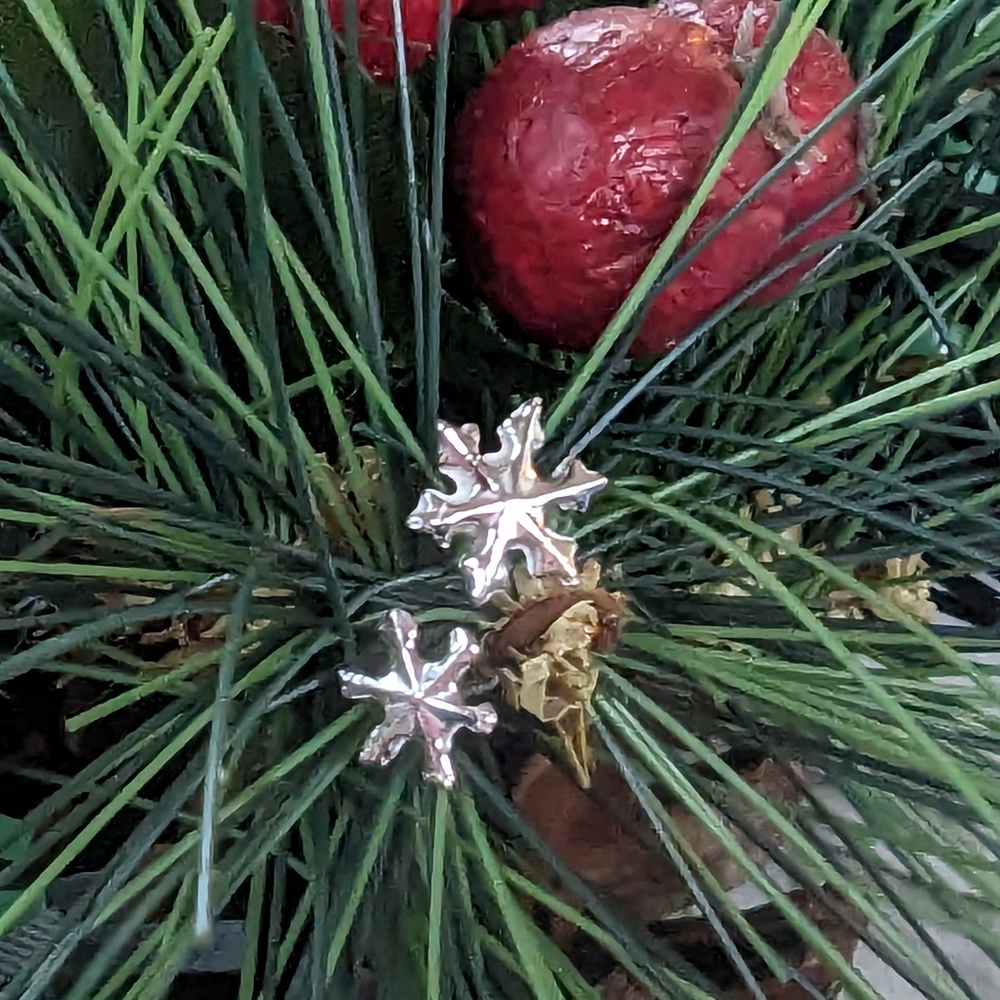 Tiny Silver Snowflake Stud Earrings