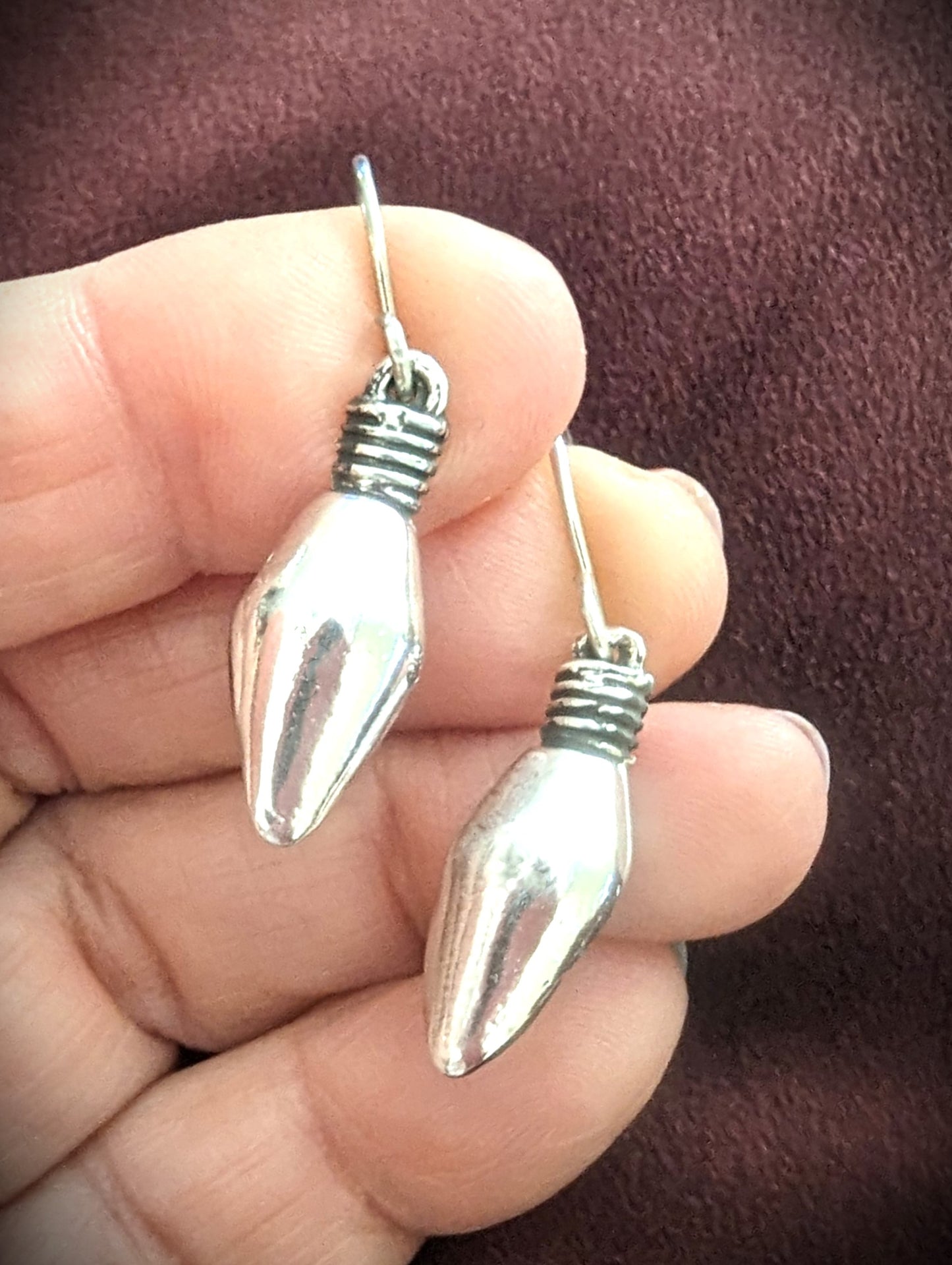 Holiday Earrings, Silver Christmas Light Earrings