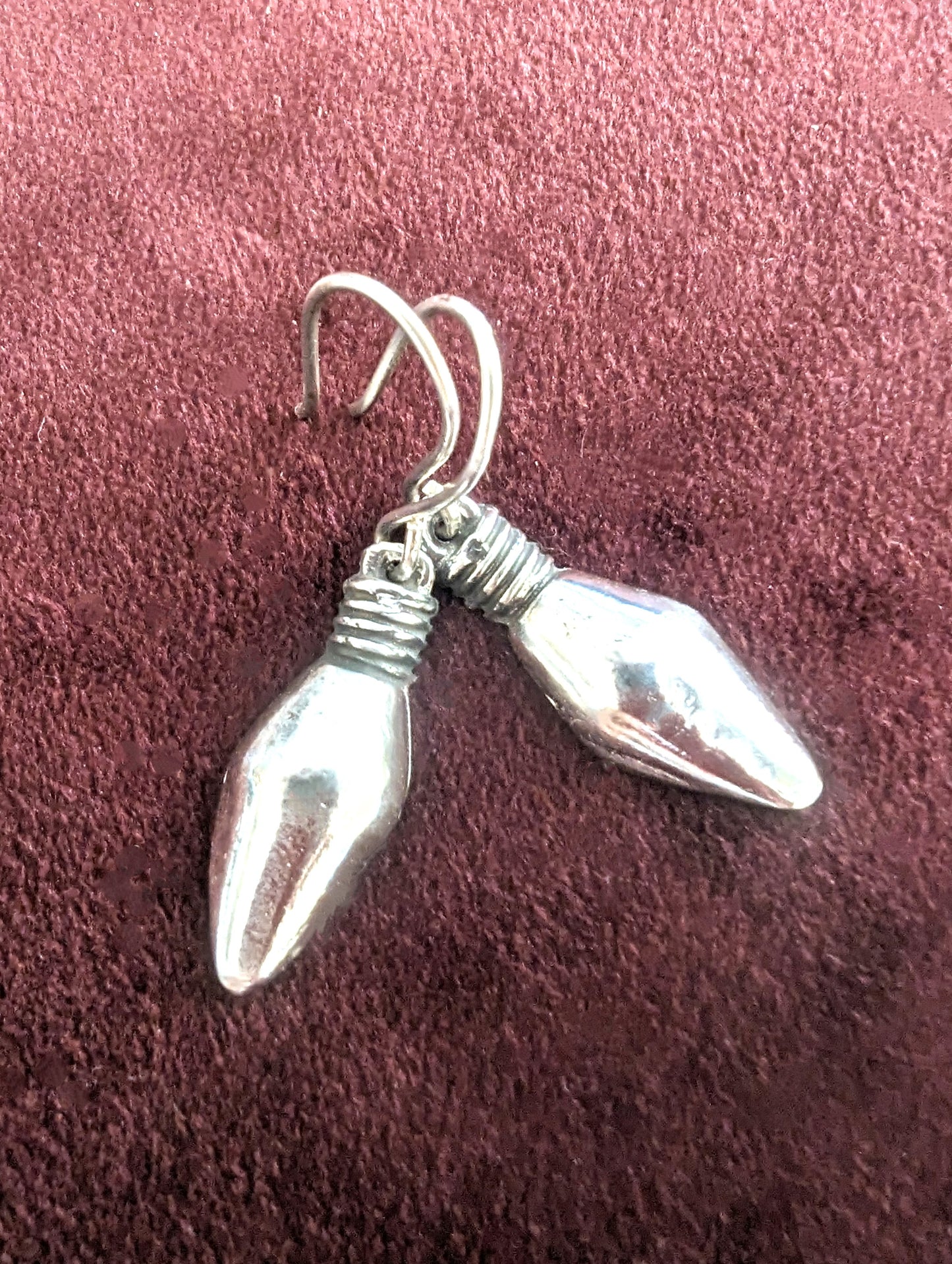 Holiday Earrings, Silver Christmas Light Earrings