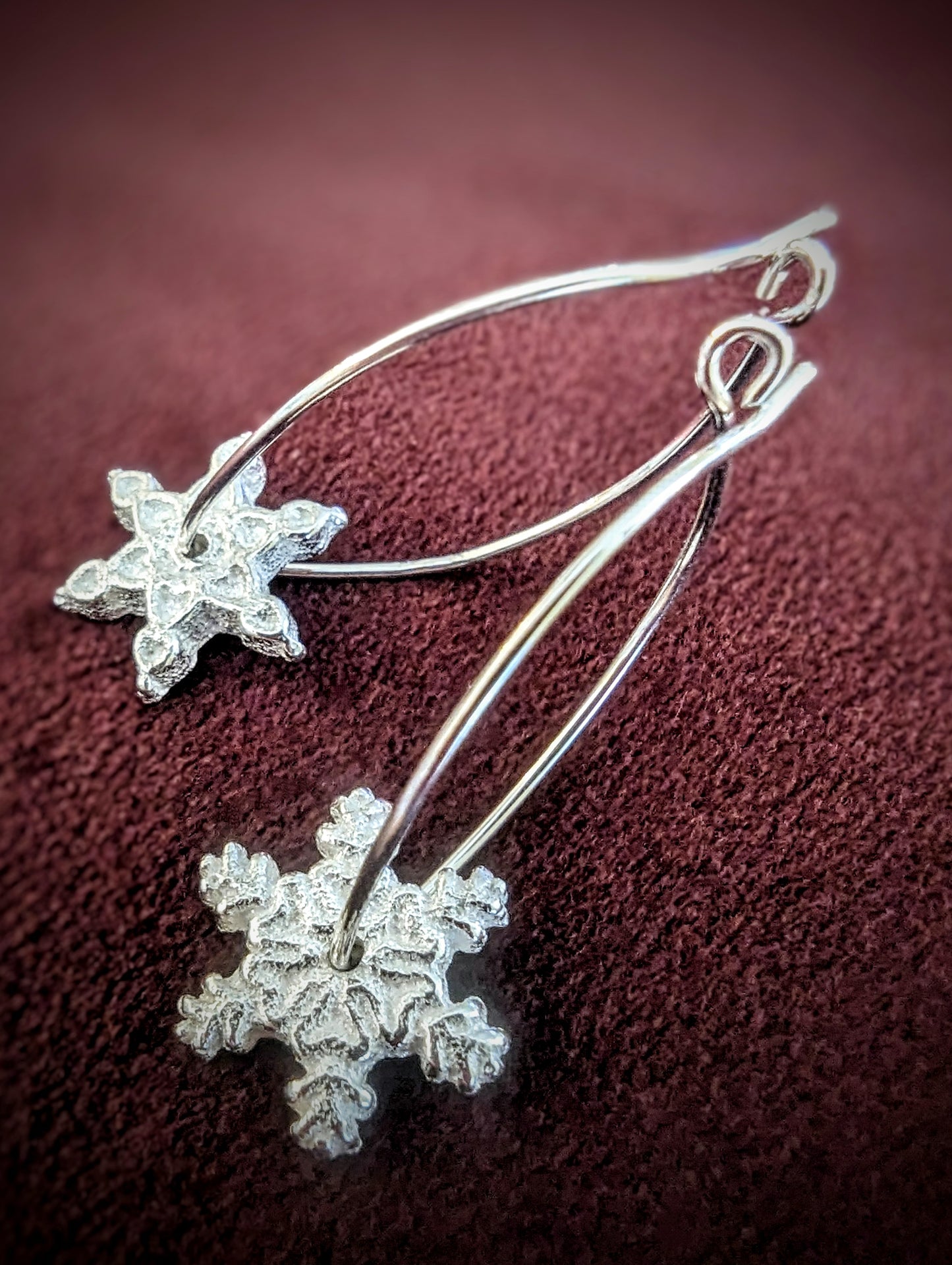 Silver Spinner Snowflake Dangle Earrings