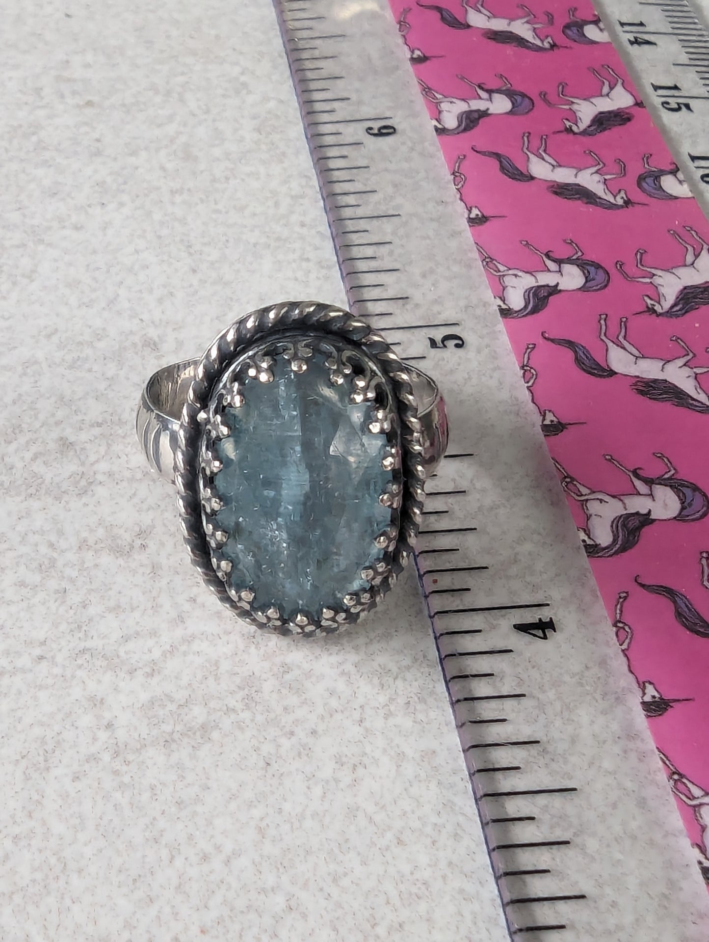 Sparkly Moss Kyanite and Sterling Silver Ring