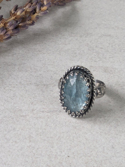 Sparkly Moss Kyanite and Sterling Silver Ring