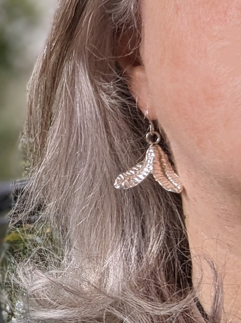 Iris Seed Pod Earrings, Eco Friendly Funky Organic Silver Earrings
