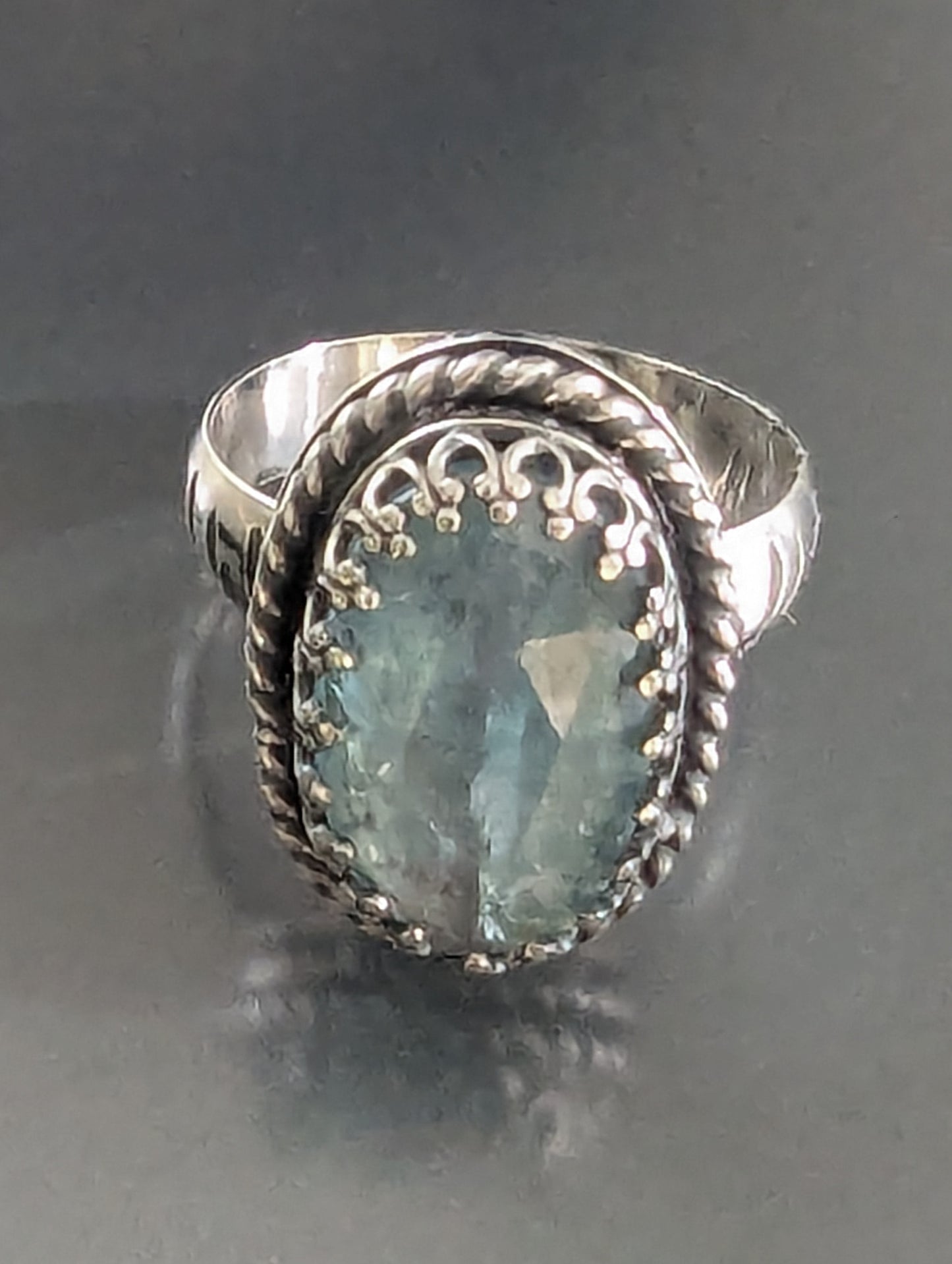 Sparkly Moss Kyanite and Sterling Silver Ring