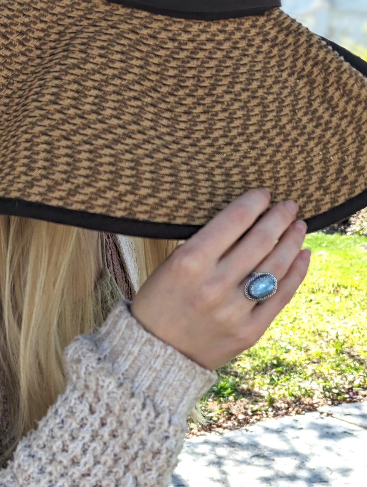 Sparkly Moss Kyanite and Sterling Silver Ring