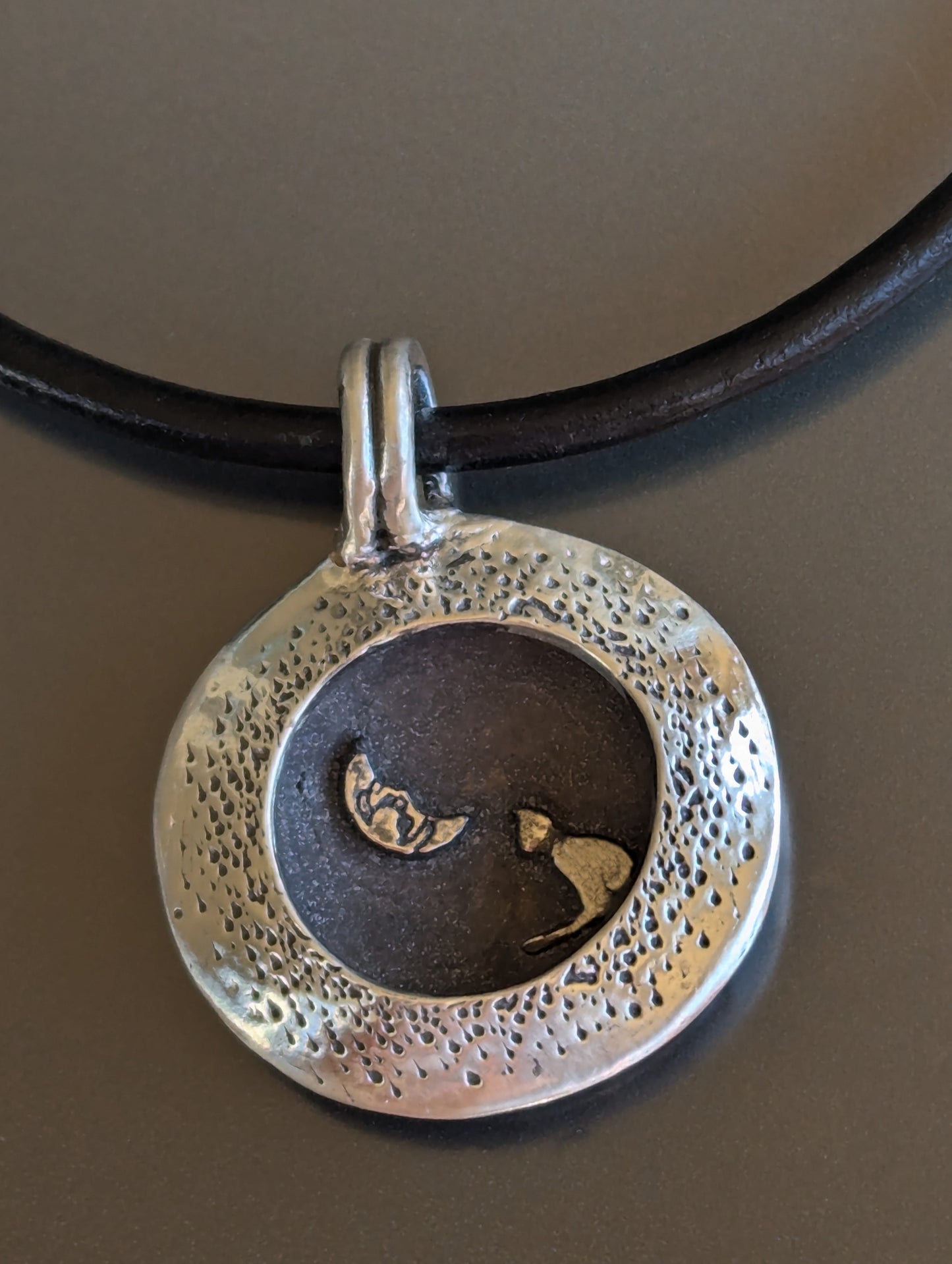 Cat & the Moon Silver Reversible Pendant