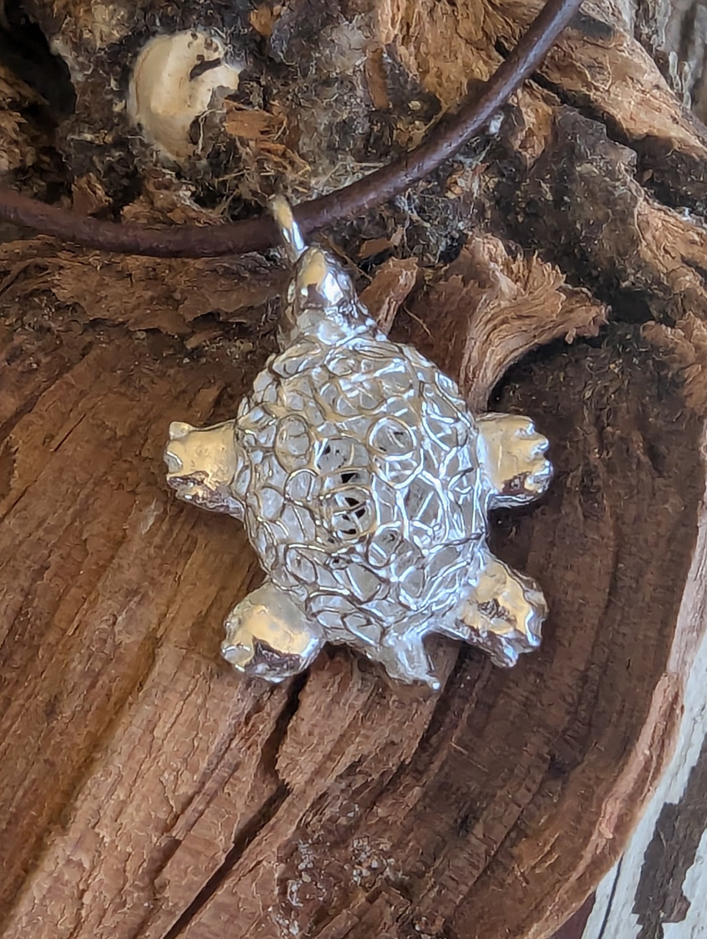 Silver Sea Turtle Pendant, Artisan Handmade, Filigree