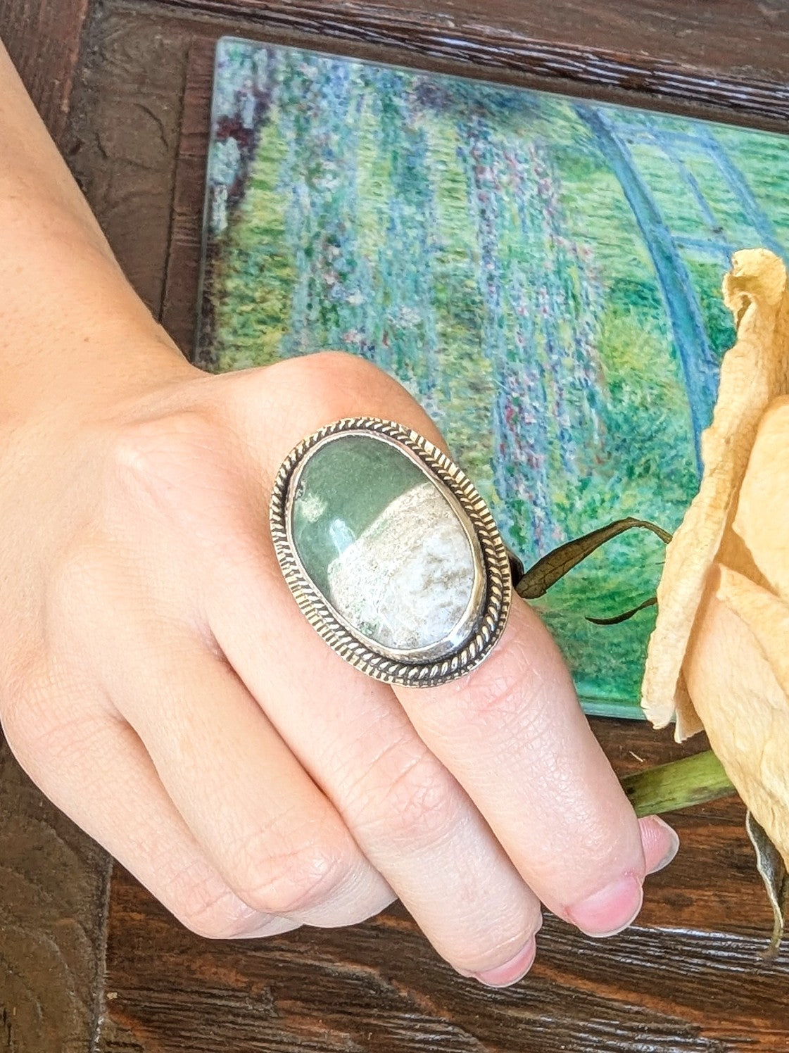 Chunky Variscite in Sterling Silver Ring