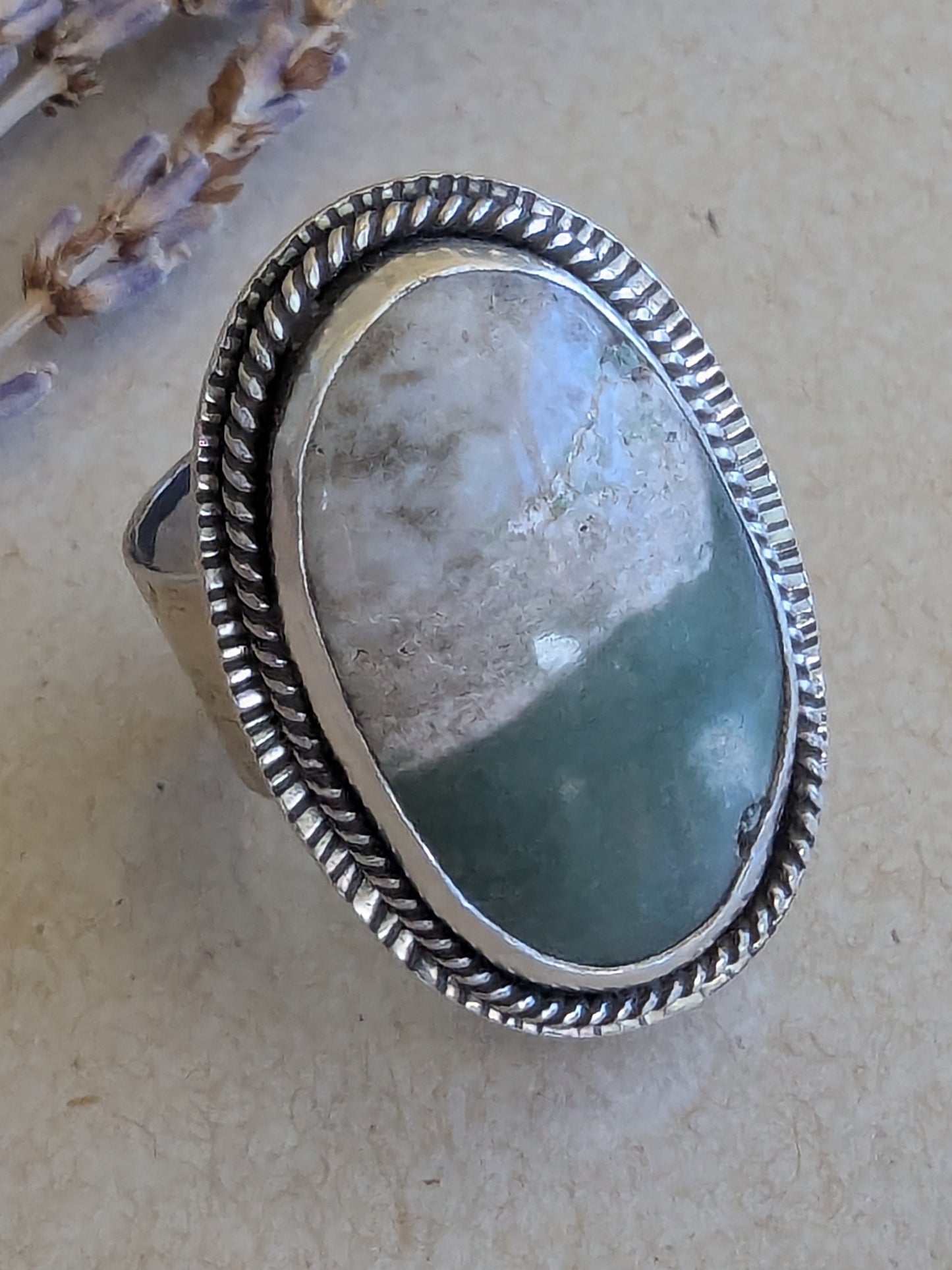 Chunky Variscite in Sterling Silver Ring